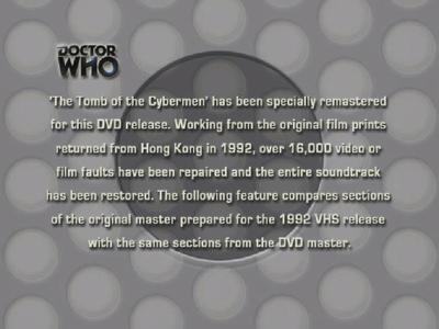 Doctor Who - Documentary / Specials / Parodies / Webcasts - Restoration : The Tomb of the Cybermen: Remastering for DVD reviews